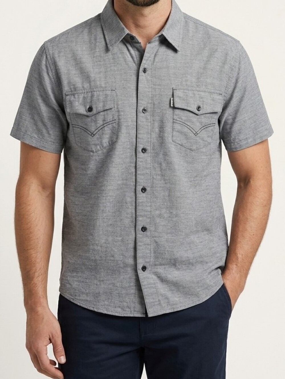594. Levi's Men's 2XL Grey Short Sleeve Western Button Up Shirt